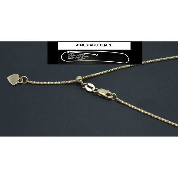 Real 14K Solid Yellow Gold Up To 22" Adjustable Popcorn Chain Necklace 2.5grams - Picture 1 of 5